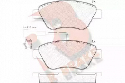 R BRAKE rb1444 -  Комплект тормозных колодок, дисковый тормоз